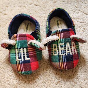 Dearfoams "Lil Bear" Plaid Slippers Size 7/8